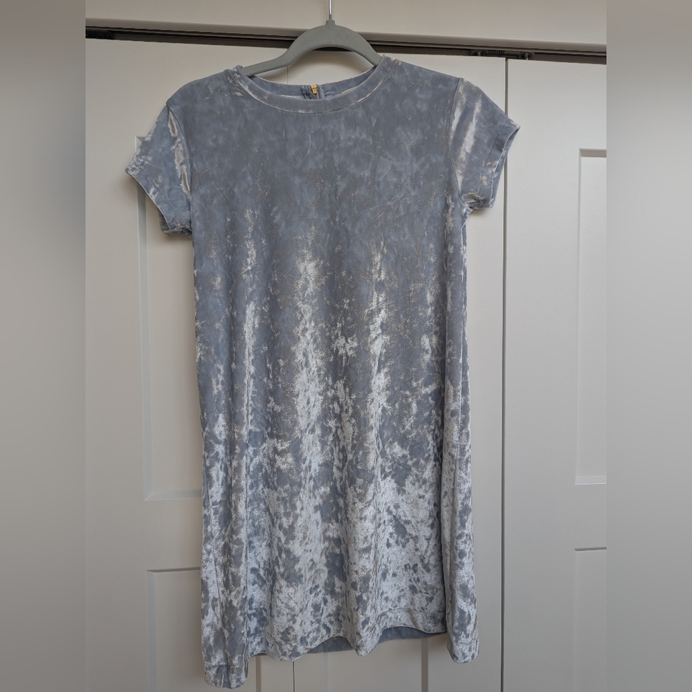 Light Blue Crushed Velvet Look Mini Dress For Girls Crewcuts (Size 12)